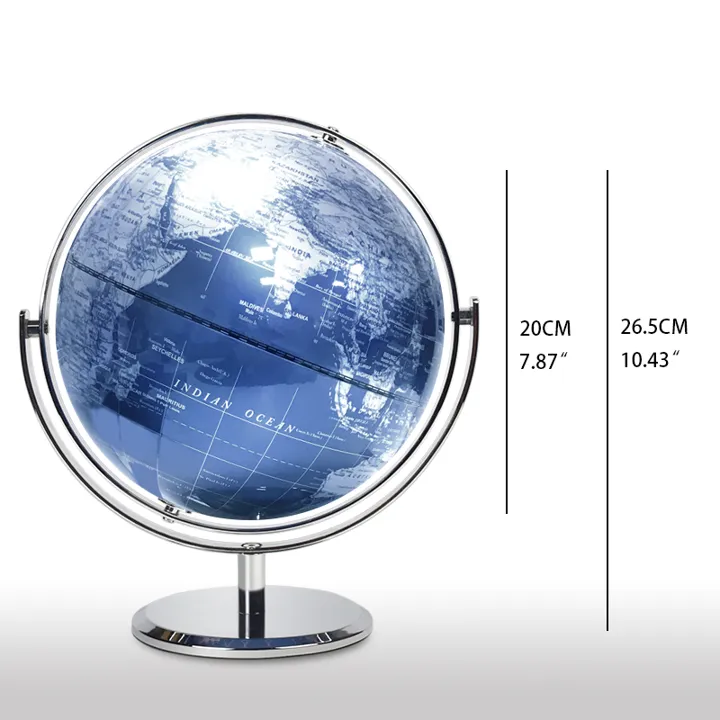 20cm Artistic Globe with a Blue Metallic Finish detail view 1